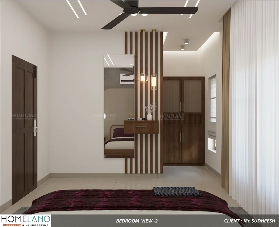 Contemporary Guest Bedchamber — Mr. Sudheesh Villa designed and crafted by Homeland Interiors, Kerala