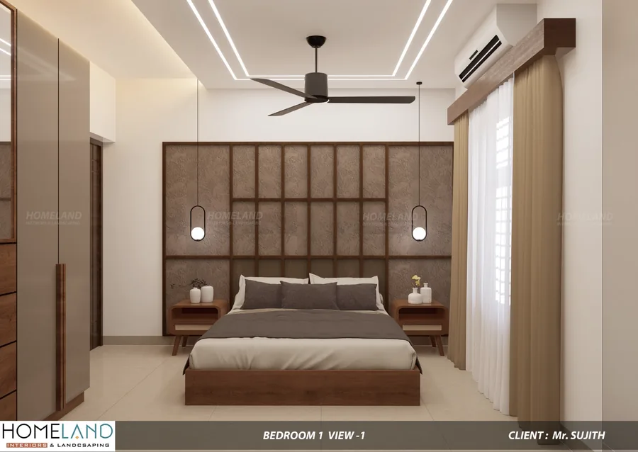 Contemporary Guest Bedchamber — Mr. Sujith Project designed and crafted by Homeland Interiors, Kerala