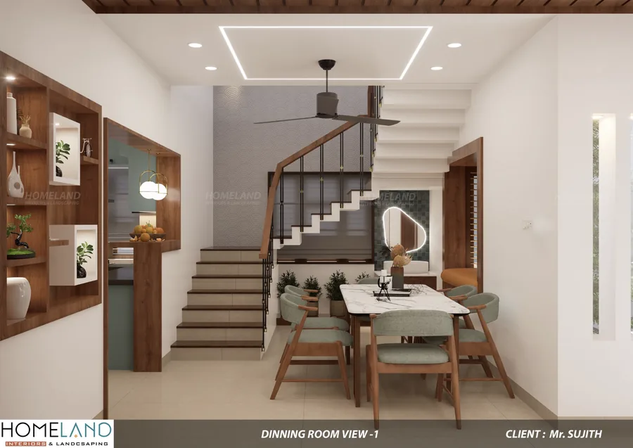 Contemporary Dining & Breakfast Space — Mr. Sujith Project designed and crafted by Homeland Interiors, Kerala