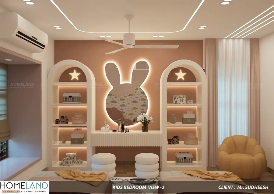 Vibrant Modern Kids Bedroom — Mr. Sudheesh Villa designed and crafted by Homeland Interiors, Kerala