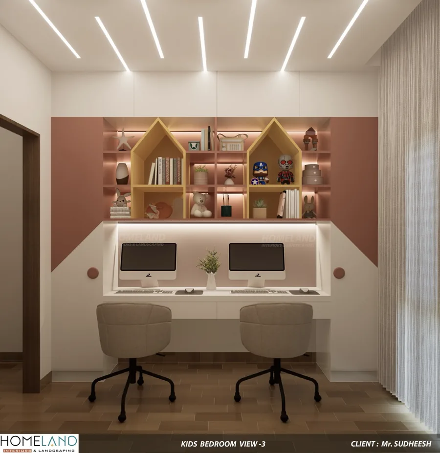 Vibrant Modern Kids Bedroom — Mr. Sudheesh Villa designed and crafted by Homeland Interiors, Kerala