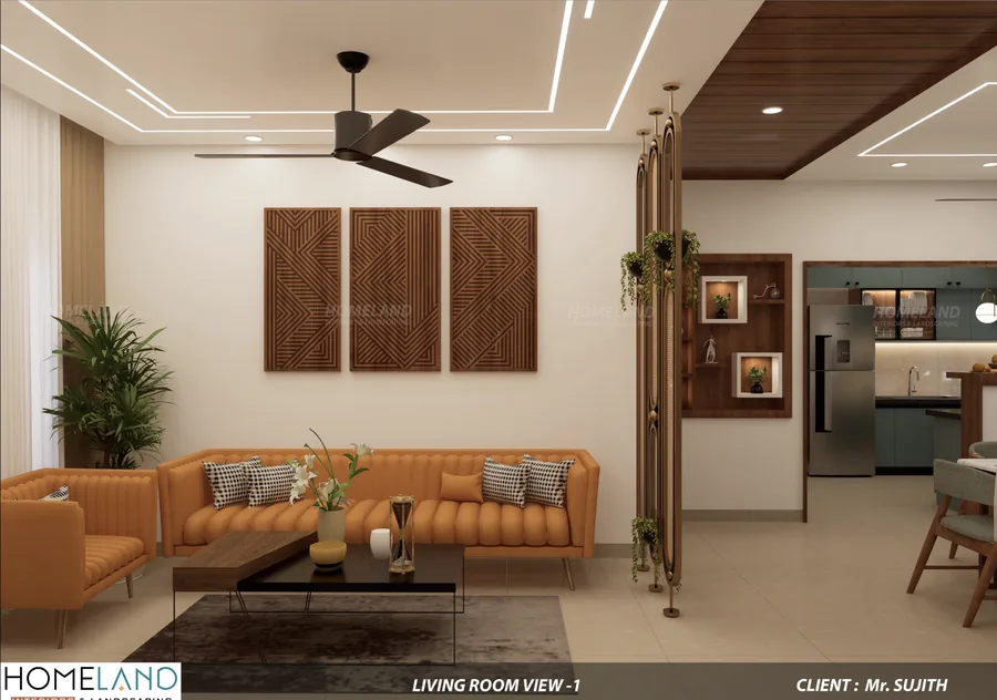 Spacious Formal Living Room — Mr. Sujith Project designed and crafted by Homeland Interiors, Kerala