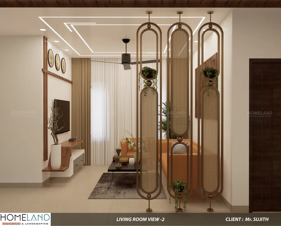 Spacious Formal Living Room — Mr. Sujith Project designed and crafted by Homeland Interiors, Kerala