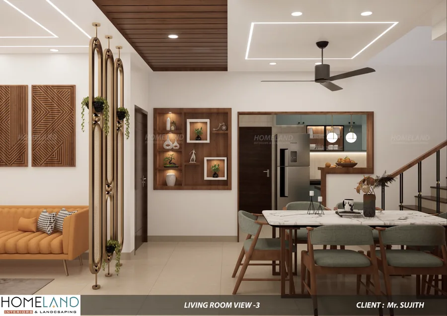 Spacious Formal Living Room — Mr. Sujith Project designed and crafted by Homeland Interiors, Kerala