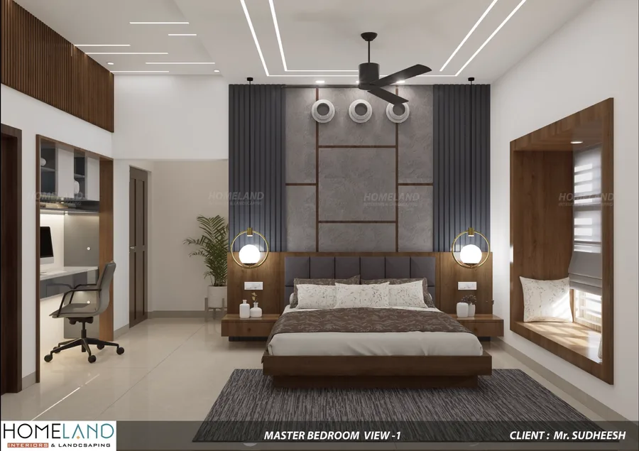 Luxury Master Bedchamber Suite — Mr. Sudheesh Villa designed and crafted by Homeland Interiors, Kerala