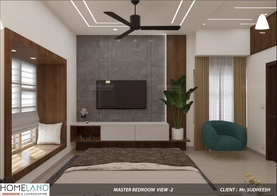Luxury Master Bedchamber Suite — Mr. Sudheesh Villa designed and crafted by Homeland Interiors, Kerala