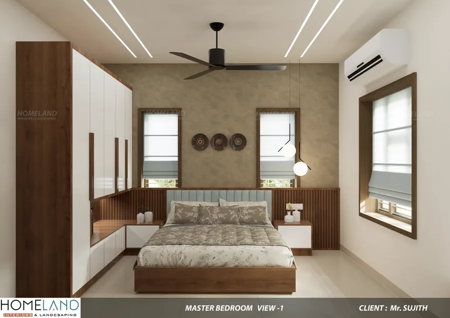 Luxury Master Bedchamber Suite — Mr. Sujith Project designed and crafted by Homeland Interiors, Kerala