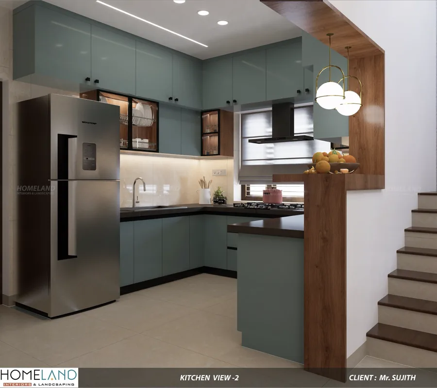 High-Gloss Modular Chef Kitchen — Mr. Sujith Project designed and crafted by Homeland Interiors, Kerala