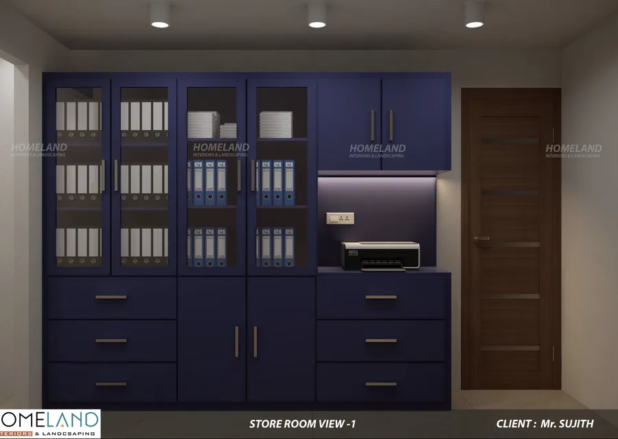 Commercial Archive & Organized Storage — Mr. Sujith Project designed and crafted by Homeland Interiors, Kerala