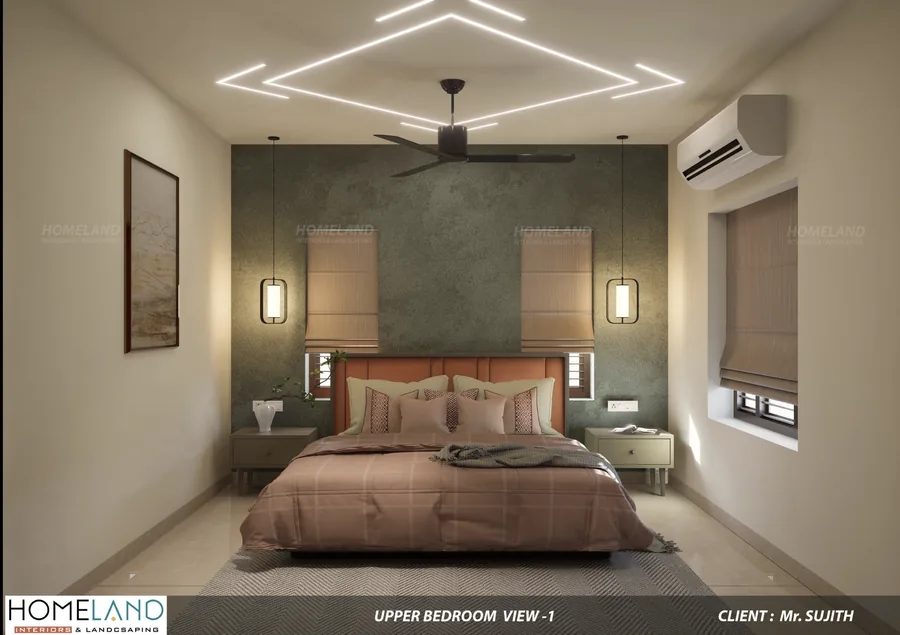 Upper Floor Bedchamber — Mr. Sujith Project designed and crafted by Homeland Interiors, Kerala